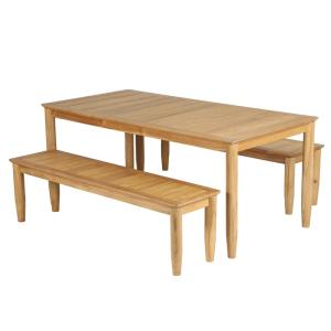 Ensemble table et bancs 6 places 180 cm en bois teck