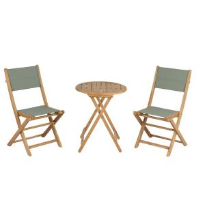 Ensemble table et chaises 2 places en bois teck 100%FSC
