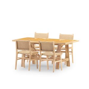Ensemble table et chaises 4 pl céramique moutarde 168x87