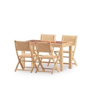 Ensemble table et chaises 4 pl céramique terre cuit 125x65