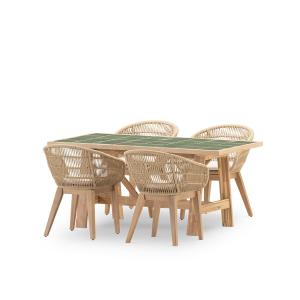 Ensemble table et chaises 4 places bois et céramique vert 1…