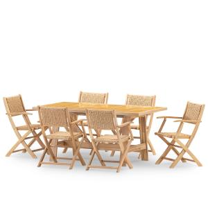 Ensemble table et chaises 6 pl céramique moutarde 168x87