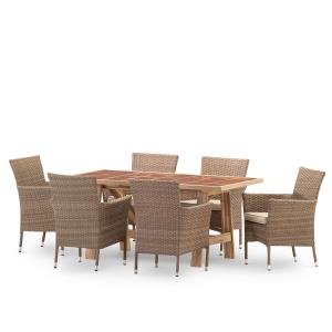 Ensemble table et chaises 6 pl céramique terre cuit 168x87