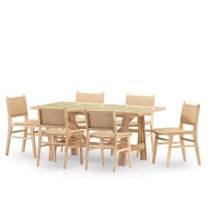 Ensemble table et chaises 6 places bois et céramique vert c…