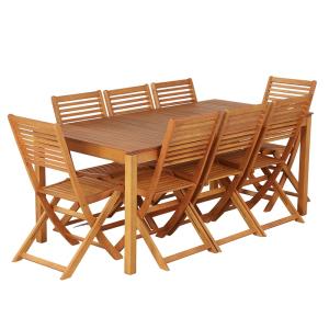 Ensemble table et chaises  8 places en bois FSC 160 cm avec…