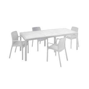 Ensemble table et chaises blanc 150x90 cm