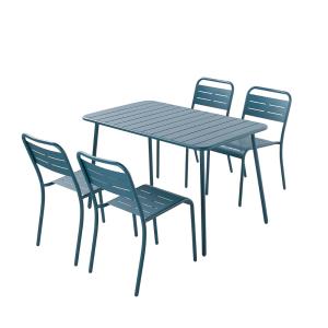 Ensemble table et chaises bleu 4/6 places