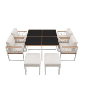 Ensemble table et chaises d'extérieur 7 pièces pour 6 perso…