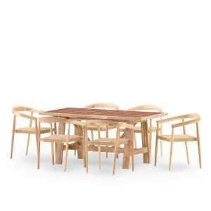 Ensemble table et chaises de jardin 6 pl céramique terre cu…