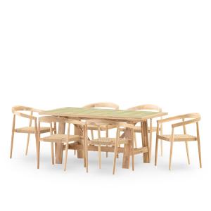 Ensemble table et chaises de jardin 6 pl céramique verte 16…