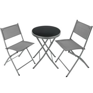 Ensemble table et chaises de jardin DUSSELDORF gris