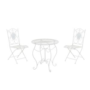 Ensemble table et chaises de jardin en métal Blanc