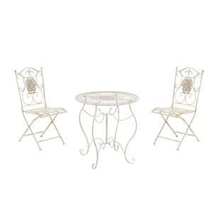 Ensemble table et chaises de jardin en métal Crème antique