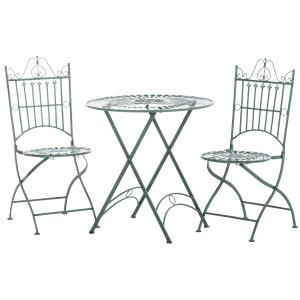 Ensemble table et chaises de jardin en métal Vert antique