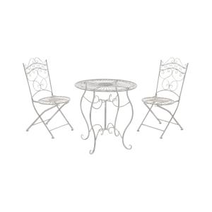 Ensemble table et chaises de jardin en metall Blanc antique