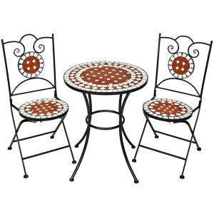 Ensemble table et chaises de jardin mosaique pour 2 personn…