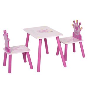 Ensemble table et chaises enfant design princesse bois rose
