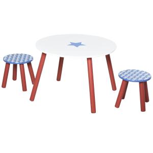 Ensemble table et chaises enfant motif étoilé bois bleu bla…