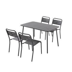Ensemble table et chaises gris foncé 4/6 places