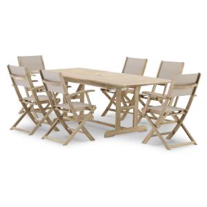 Ensemble table ext 150/210x90   6 chaises bois et textile b…