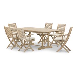 Ensemble table ext 150/210x90   6 fauteuils avec coussins