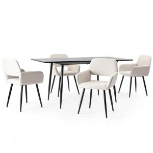Ensemble table extensible effet bois foncé et 4 chaises en…