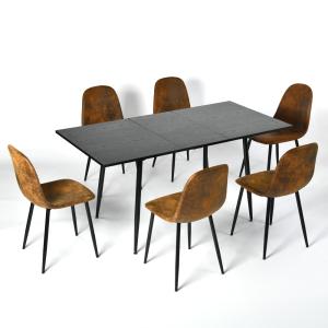 Ensemble table extensible effet bois foncé et 6 chaises en…