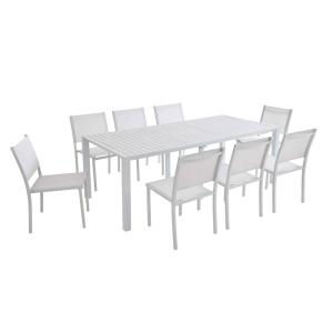 Ensemble table extensible et 8 chaises de jardin en alumini…