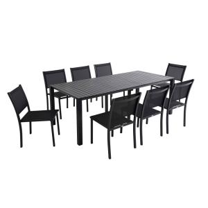 Ensemble table extensible et 8 chaises de jardin en alumini…