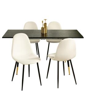 Ensemble table extensible noir 120-160 et 4 chaises