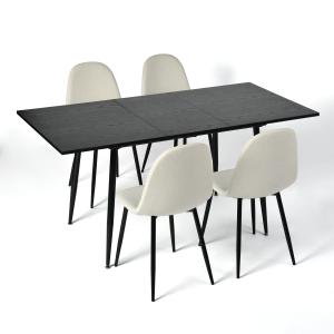 Ensemble table extensible noir 120-160 et 4 chaises style s…