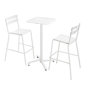 Ensemble table haute de terrasse et 2 chaises en aluminium…