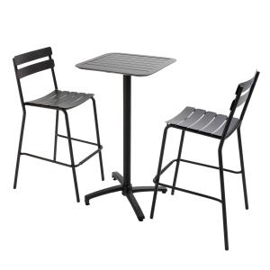 Ensemble table haute de terrasse et 2 chaises en aluminium…