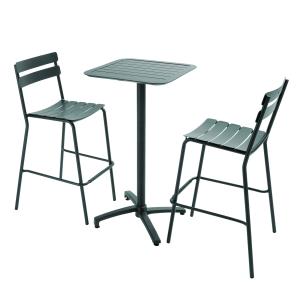 Ensemble table haute de terrasse et 2 chaises en aluminium…