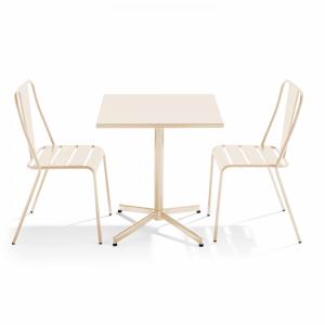 Ensemble table inclinable de jardin et 2 chaises ivoire