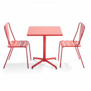 Ensemble table inclinable de jardin et 2 chaises rouge