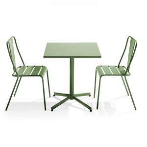 Ensemble table inclinable de jardin et 2 chaises vert cactus