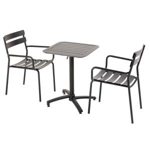 Ensemble table inclinable de terrasse 60 x 60 cm et 2 faute…