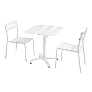 Ensemble table inclinable de terrasse 70 x 70 cm et 2 chais…