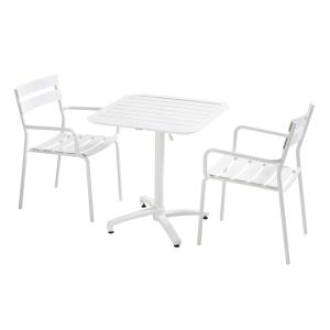 Ensemble table inclinable de terrasse 70 x 70 cm et 2 faute…