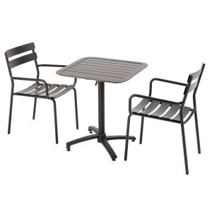 Ensemble table inclinable de terrasse 70 x 70 cm et 2 faute…