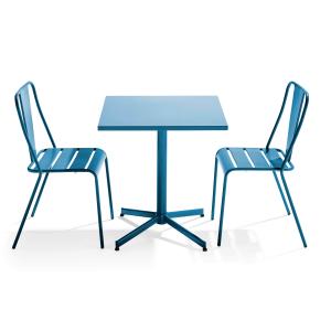 Ensemble table inclinable de terrasse et 2 chaises bleu pac…