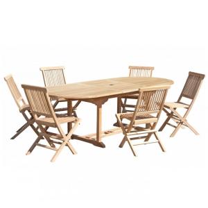 Ensemble table ovale et 6 chaises en teck