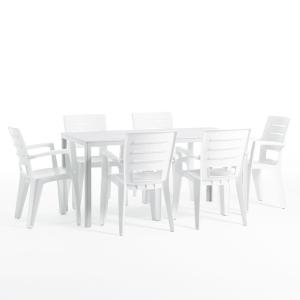 Ensemble table rectangulaire 156x78 cm et 6 chaises en rési…