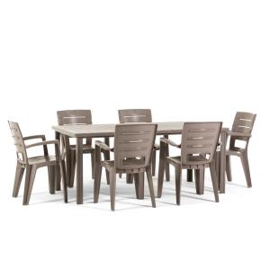 Ensemble table rectangulaire 180x90 cm et 6 chaises en rési…