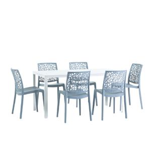 Ensemble table rectangulaire blanche et 6 chaises en résine…