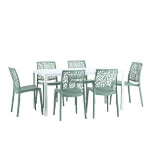 Ensemble table rectangulaire blanche et 6 chaises en résine…