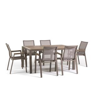 Ensemble table rectangulaire en aluminium et 6 chaises en t…