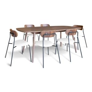 Ensemble table rectangulaire et 6 chaises écru
