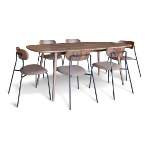 Ensemble table rectangulaire et 6 chaises marron